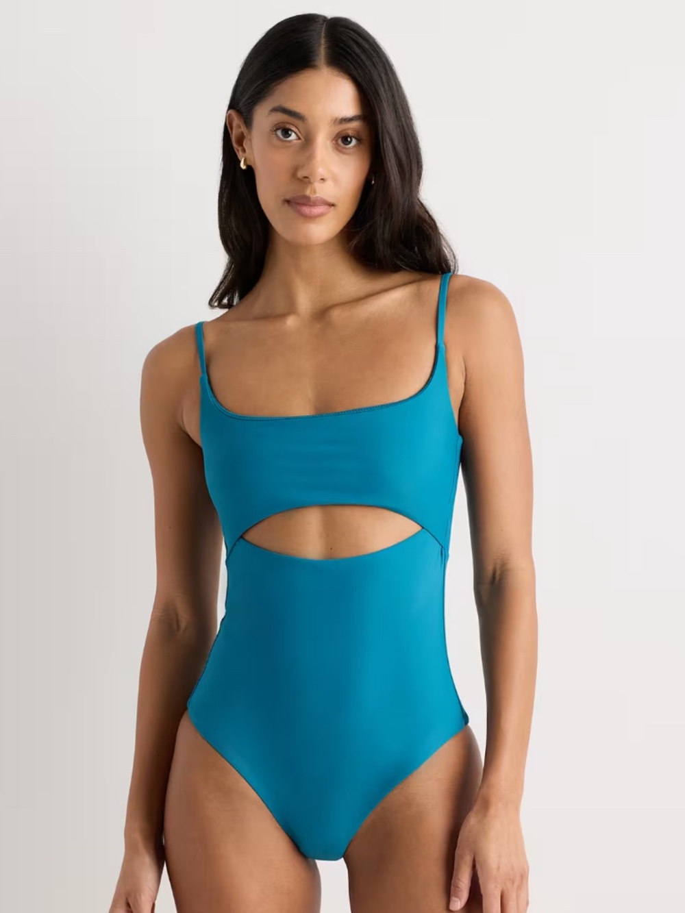 NWT Quince teal open center one piece bathing suit extra extra small.